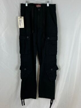 Men's Black Cargo Pants with Adjustable Drawstrings - Matchstick Brand